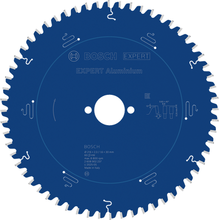 BoschEXPERT 铝制圆锯片，用于精确切割。